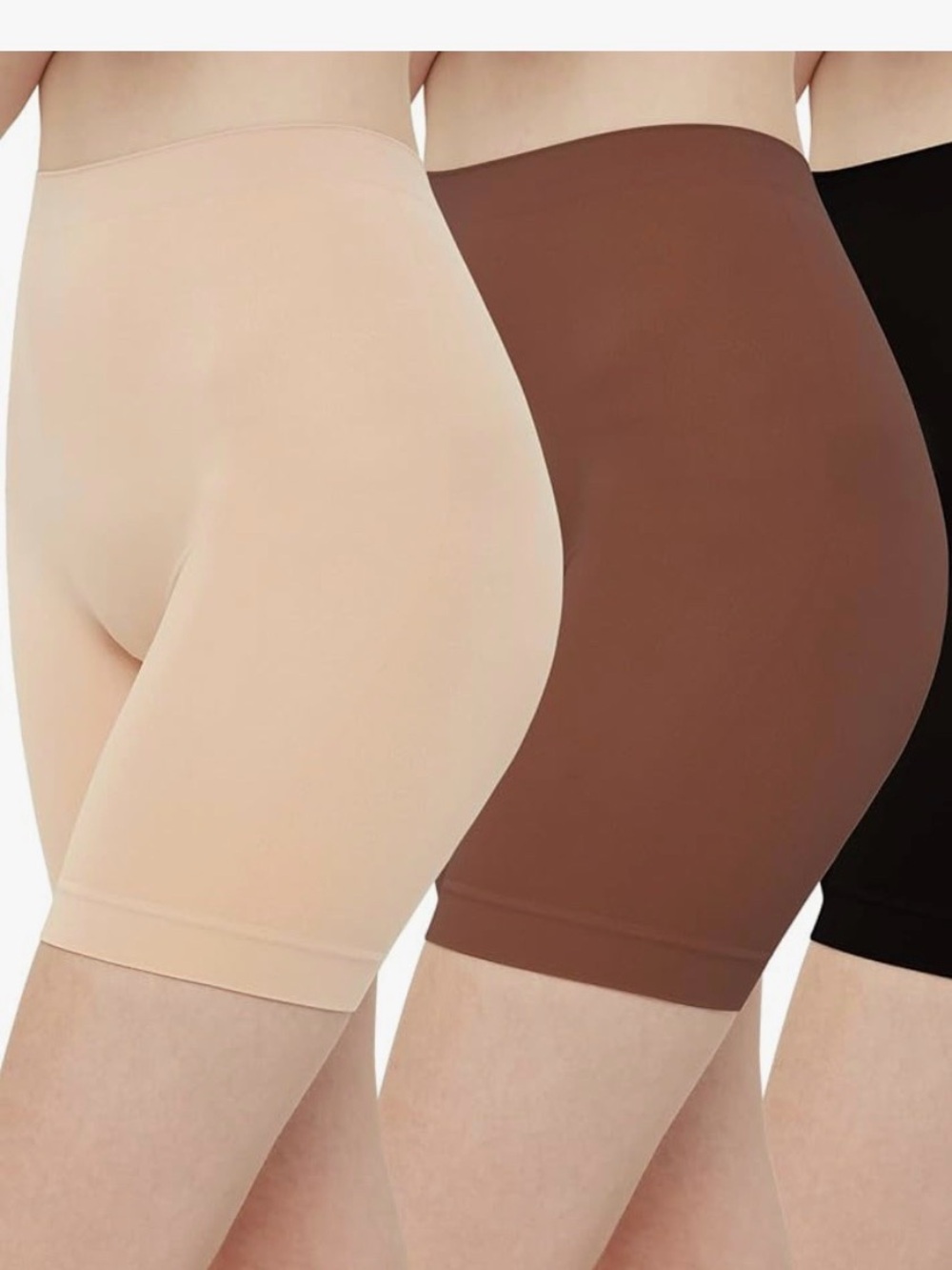 Seamless High-Waist Shaping Anti-Chafe Shorts  - Nude & Brown